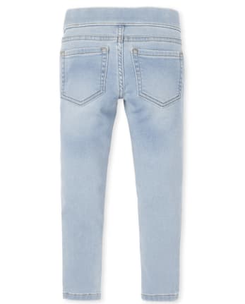 Paquete de 3 jeans tipo legging de mezclilla de punto elástico para niñas