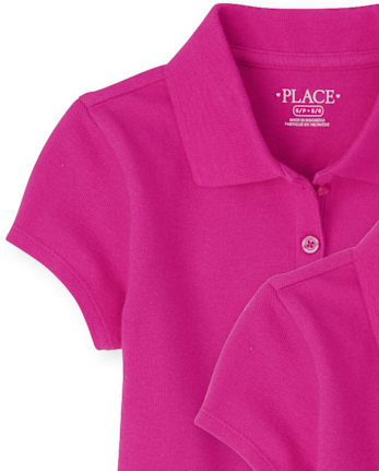 Polo de piqué con volantes de uniforme para niñas, paquete de 3