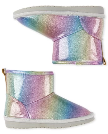 Toddler Girls Rainbow Glitter Booties
