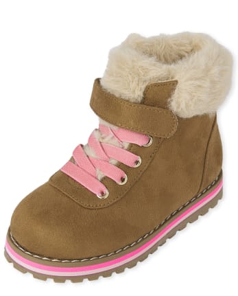 Toddler Girls Faux Fur Lace Up Booties