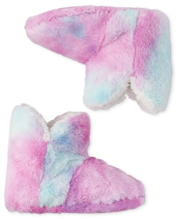 Pantuflas tipo botín con efecto teñido anudado para niñas