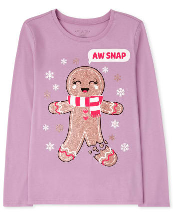 Camiseta con estampado de pan de jengibre para niñas