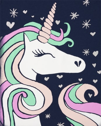 Lot de 3 t-shirts à imprimé licorne pour filles