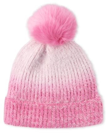 Chapeau ombré confortable à pompons pour filles