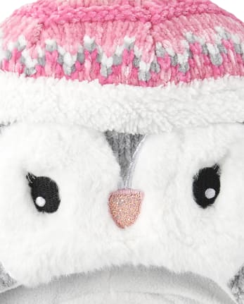 Toddler Girls Penguin Hat And Mittens Set
