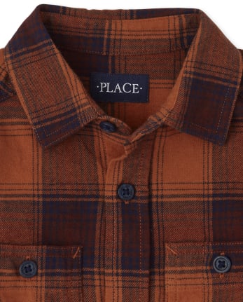 Boys Plaid Flannel Button Up Shirt