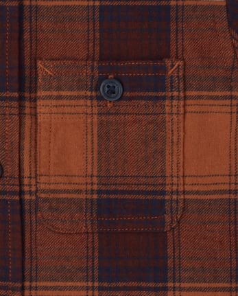 Boys Plaid Flannel Button Up Shirt