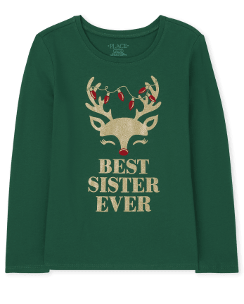 Camiseta estampada con la mejor hermana para niñas