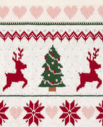 Girls Fairisle Knit Sweater Dress - Reindeer Cheer