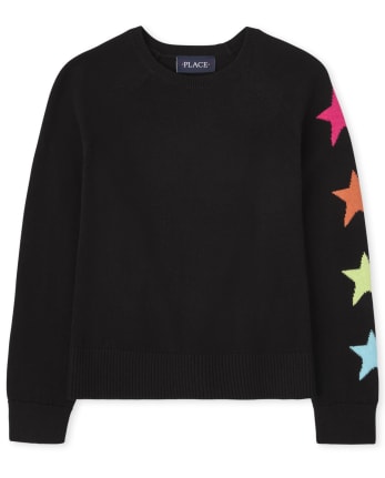 Pull étoile arc-en-ciel pour fille
