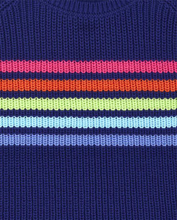 Girls Rainbow Striped Sweater