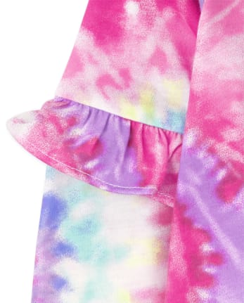 Toddler Girls :Long Sleeve Rainbow Tie Dye Ruffle Top And 'Love' Knit ...