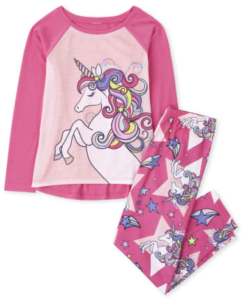 destacar cubo paralelo Pijama de manga larga con estrella de unicornio para niñas | The Children's  Place - GERANIUMPINK