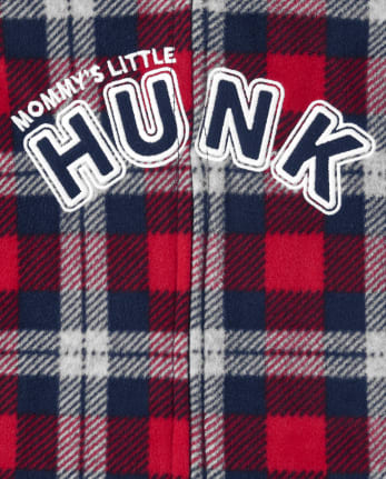Baby And Toddler Boys Plaid Fleece One Piece Pajamas