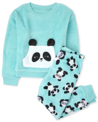 Pijama forro polar con panda de manga larga para niñas The Children's Place - BAY BREEZE