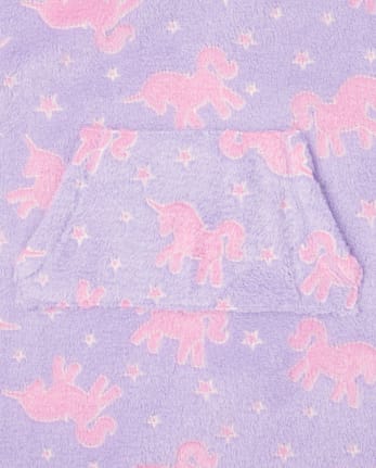Camisón con capucha de forro polar de unicornio brillante para niñas