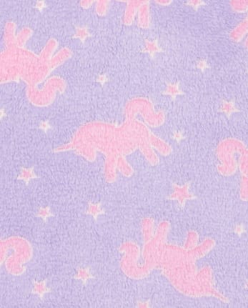 Camisón con capucha de forro polar de unicornio brillante para niñas