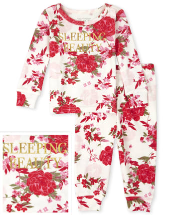 Pijamas de algodón ajustados con belleza floral de mamá y yo para bebés y niñas pequeñas