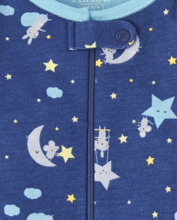 Baby And Toddler Girls Moon And Stars Snug Fit Cotton One Piece Pajamas