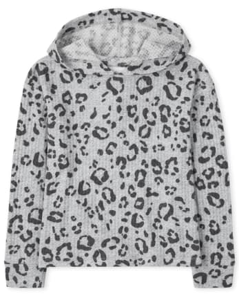 Girls Active Long Sleeve Leopard Thermal Hoodie | The Children's Place ...
