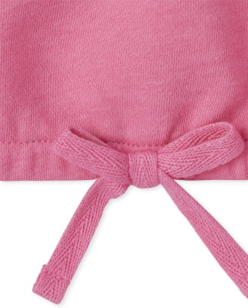 Top de polar con lazo en la parte delantera para niñas con diseño de arcoíris