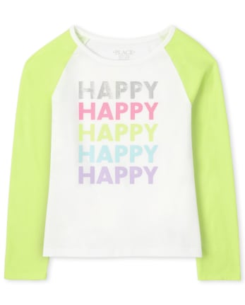 Haut raglan arc-en-ciel pour fille