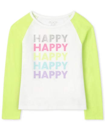 Girls Rainbow Raglan Top