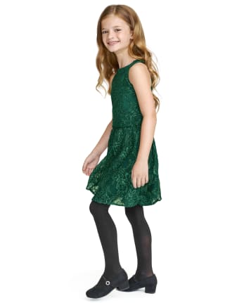 Girls Lace High Neck Dress