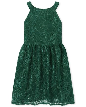 Girls Lace High Neck Dress