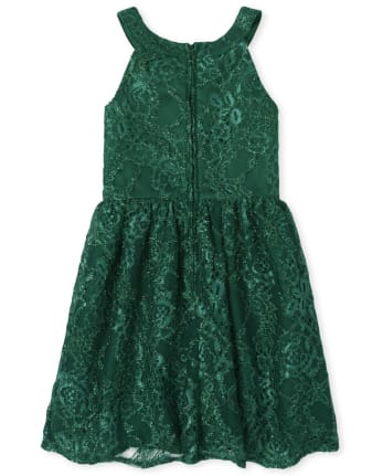 Girls Lace High Neck Dress