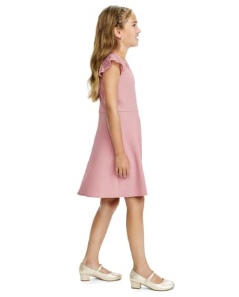 Robe en jacquard stretch en dentelle pour fille