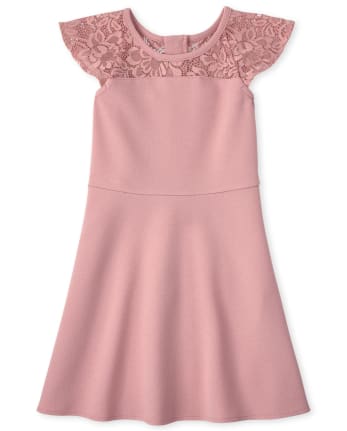Robe en jacquard stretch en dentelle pour fille
