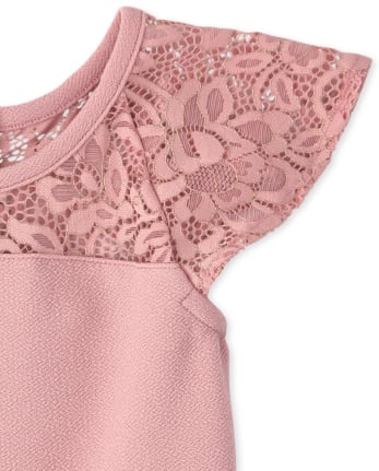 Robe en jacquard stretch en dentelle pour fille
