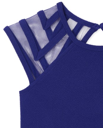 Girls Mesh Stretch Jacquard Dress