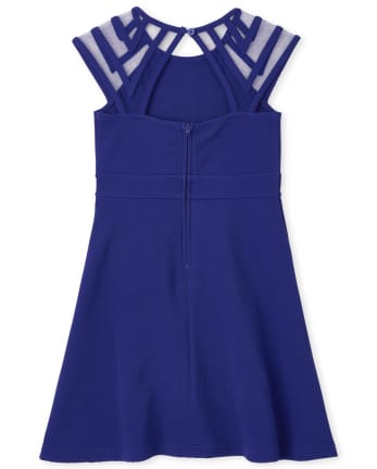 Girls Mesh Stretch Jacquard Dress