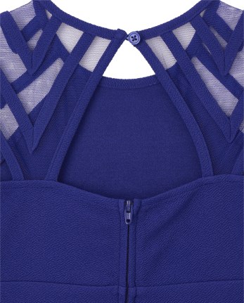 Girls Mesh Stretch Jacquard Dress