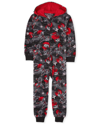 Boys Ninja Fleece One Piece Pajamas