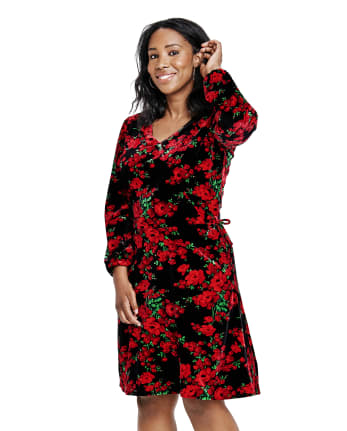 Womens Mommy And Me Floral Velour Dress