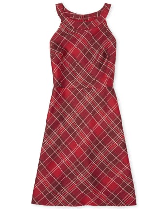 Womens Mommy And Me Plaid High Neck Dress