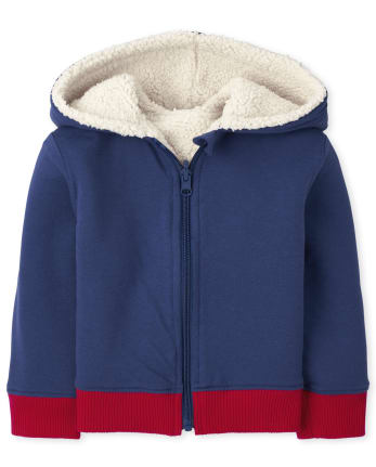 Baby And Toddler Boys Reversible Sherpa Zip Up Hoodie