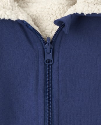 Baby And Toddler Boys Reversible Sherpa Zip Up Hoodie
