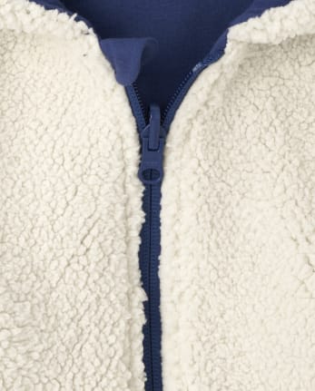 Baby And Toddler Boys Reversible Sherpa Zip Up Hoodie