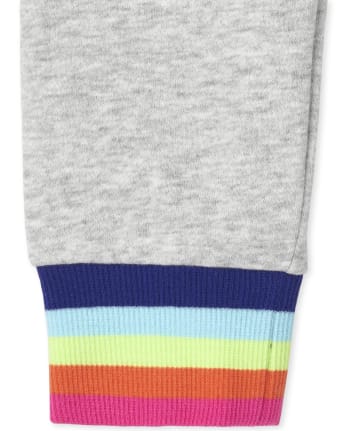 Girls Rainbow Fleece Jogger Pants