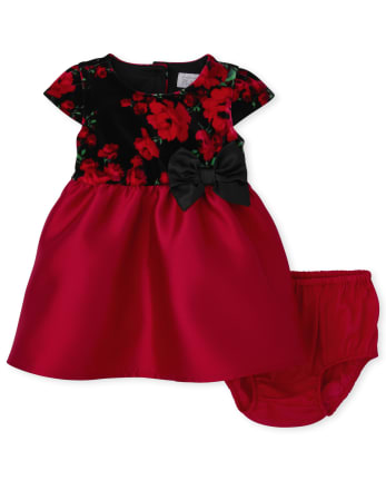 Baby Girls Mommy And Me Floral Velour Dress