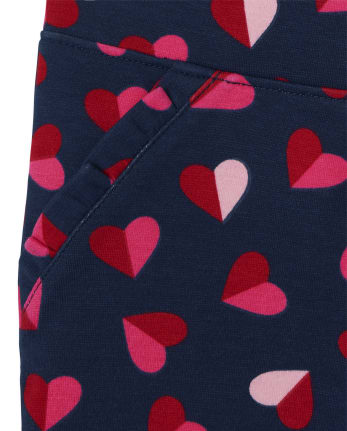 Girls Heart Ponte Knit Ruffle Pull On Jeggings