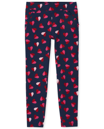 Girls Heart Ponte Knit Ruffle Pull On Jeggings