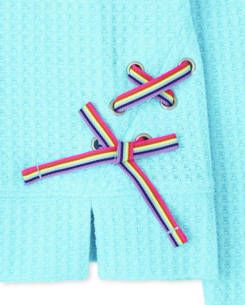 Haut pull léger à lacets arc-en-ciel pour fille