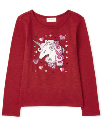 Girls Sequin Unicorn Lightweight Sweater Top