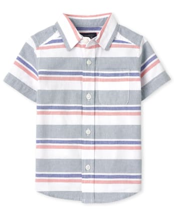 Camisa Oxford a rayas con botones para bebés y niños pequeños