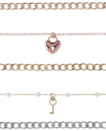 Rose Gold Heart & Key Necklace Pack - Lovisa